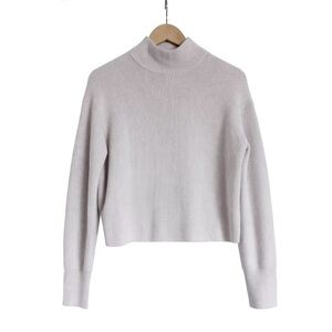 LULULEMON Merino Wool Blend Sweater Ribbed Ivory Size 2 Retail $138